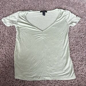 Forever 21 Light Green V-Neck Short Sleeve Tee